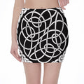 Black And White Celtic Knot Print Pencil Mini Skirt