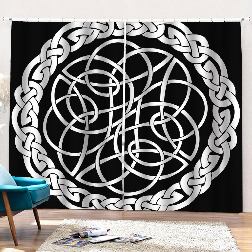 Black And White Celtic Knot Print Pencil Pleat Curtains