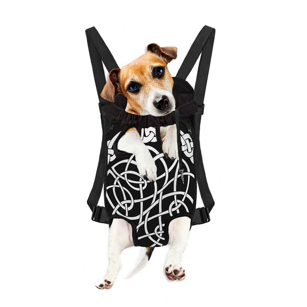 Black And White Celtic Knot Print Pet Carrier Backpack