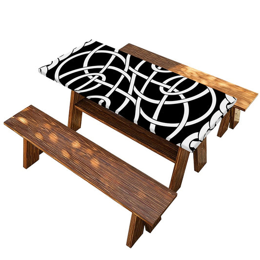 Black And White Celtic Knot Print Picnic Table Cover