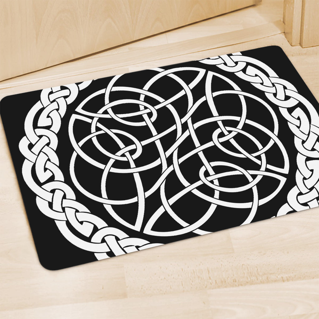 Black And White Celtic Knot Print Polyester Doormat