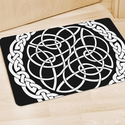 Black And White Celtic Knot Print Polyester Doormat