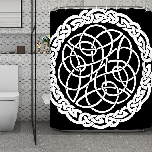 Black And White Celtic Knot Print Polyester Shower Curtain