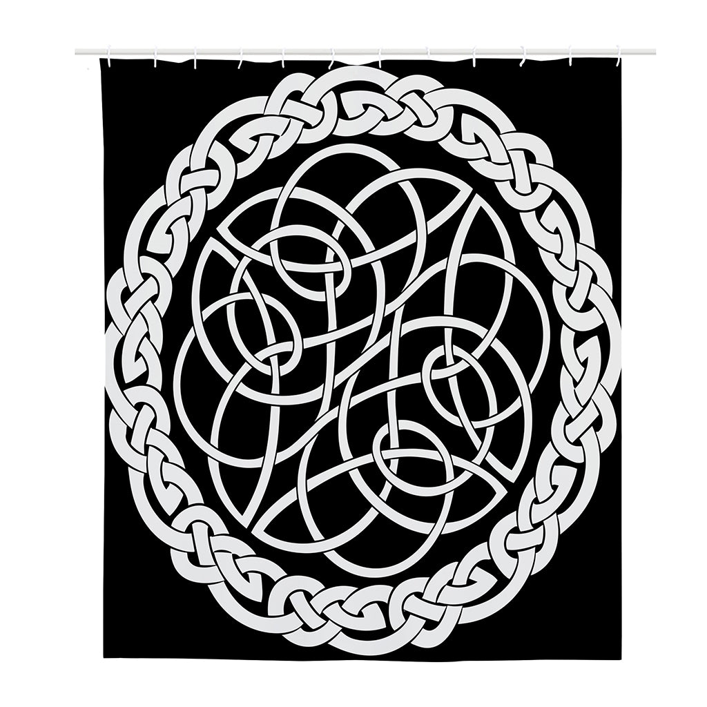 Black And White Celtic Knot Print Polyester Shower Curtain