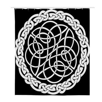 Black And White Celtic Knot Print Polyester Shower Curtain