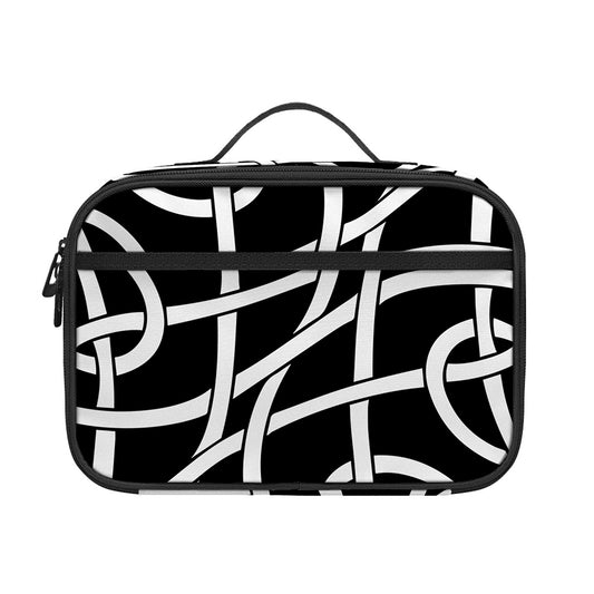 Black And White Celtic Knot Print Portable Lunch Bag