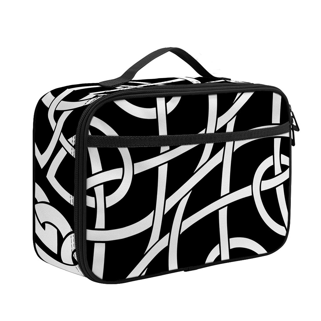 Black And White Celtic Knot Print Portable Lunch Bag