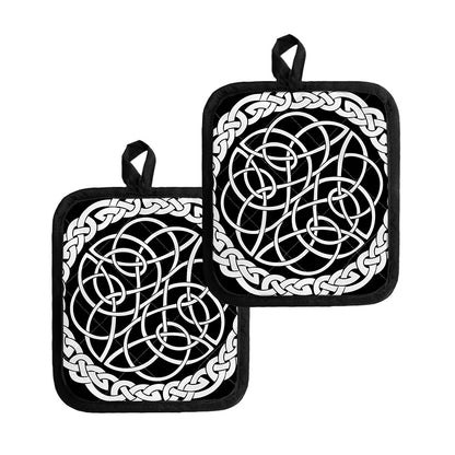 Black And White Celtic Knot Print Pot Holders