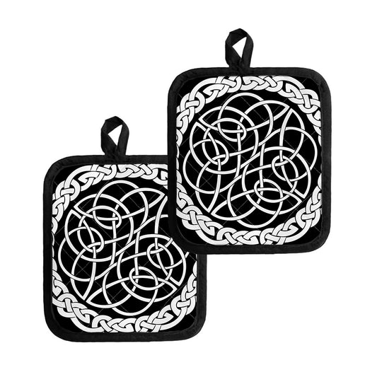 Black And White Celtic Knot Print Pot Holders