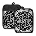 Black And White Celtic Knot Print Pot Holders With Pocket