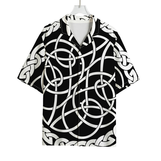 Black And White Celtic Knot Print Rayon Hawaiian Shirt
