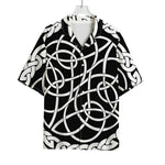 Black And White Celtic Knot Print Rayon Hawaiian Shirt