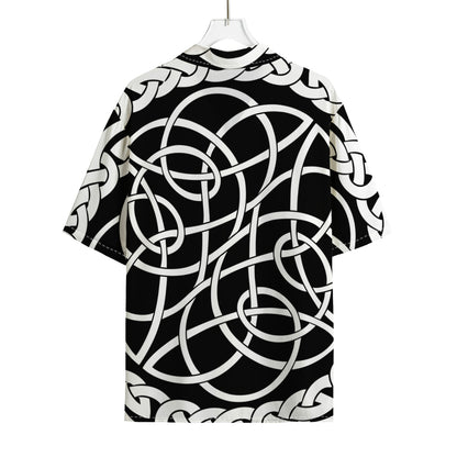 Black And White Celtic Knot Print Rayon Hawaiian Shirt