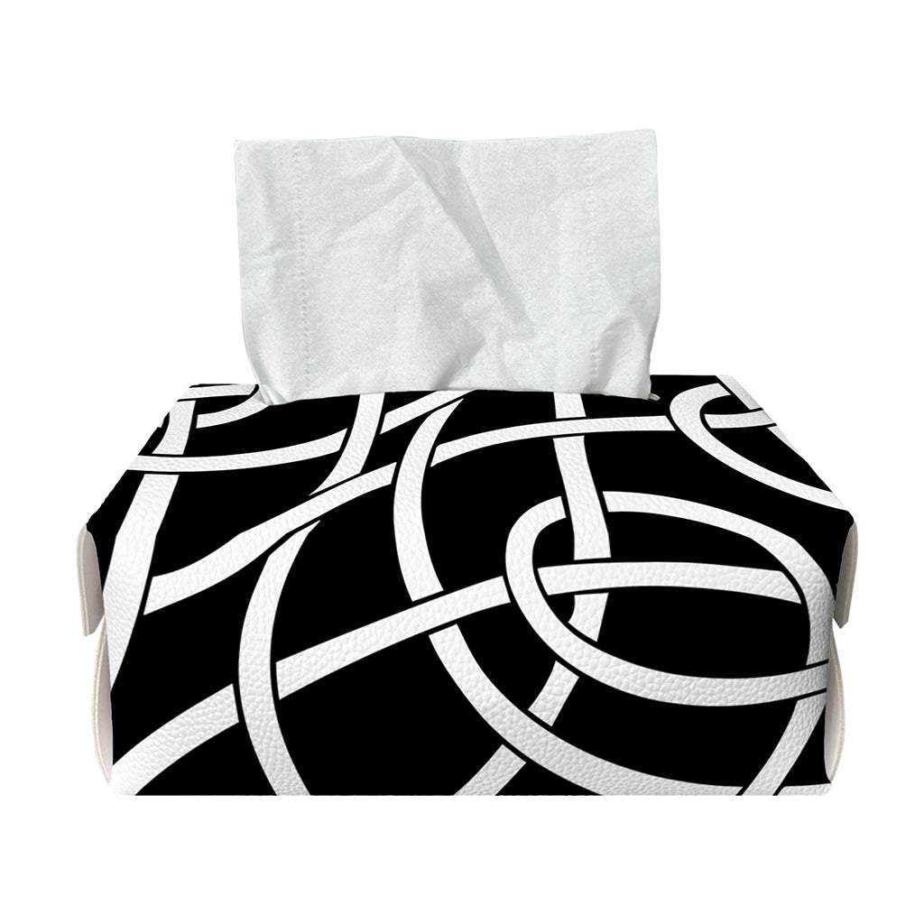Black And White Celtic Knot Print Rectangle Tissue Box Cover