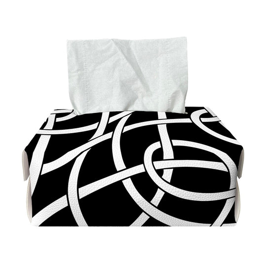 Black And White Celtic Knot Print Rectangle Tissue Box Cover