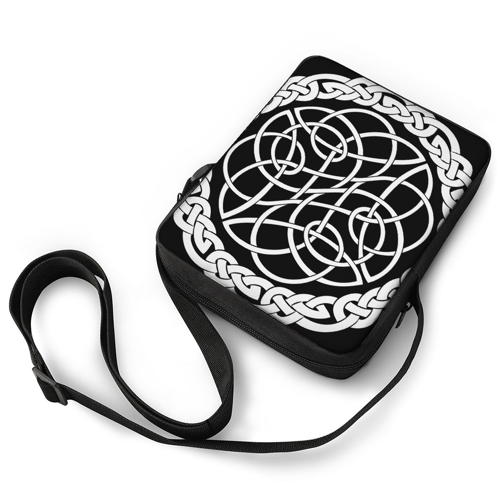 Black And White Celtic Knot Print Rectangular Crossbody Bag