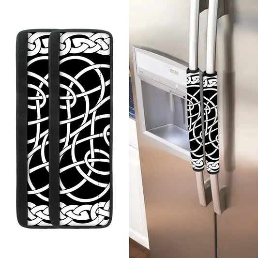 Black And White Celtic Knot Print Refrigerator Handle Covers