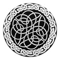 Black And White Celtic Knot Print Round Blanket