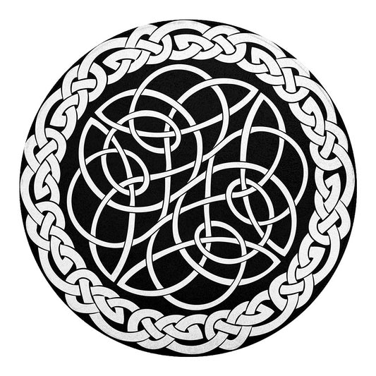 Black And White Celtic Knot Print Round Blanket