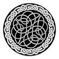 Black And White Celtic Knot Print Round Floor Mat