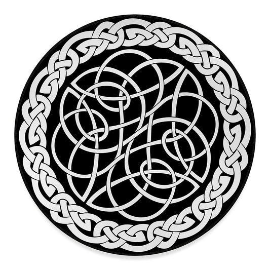Black And White Celtic Knot Print Round Floor Mat