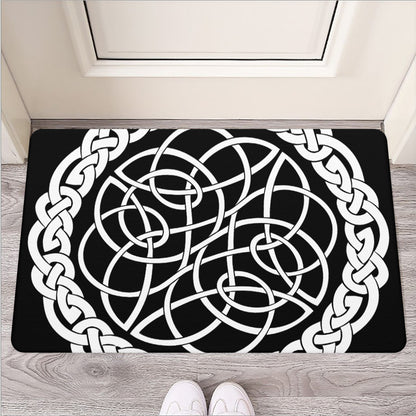 Black And White Celtic Knot Print Rubber Doormat