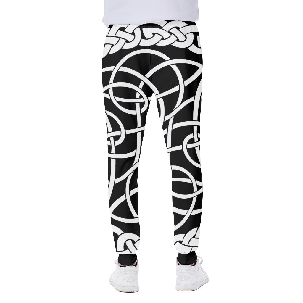 Black And White Celtic Knot Print Scuba Joggers