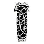 Black And White Celtic Knot Print Short Sleeve Long Nightdress