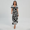 Black And White Celtic Knot Print Short Sleeve Maxi Dress