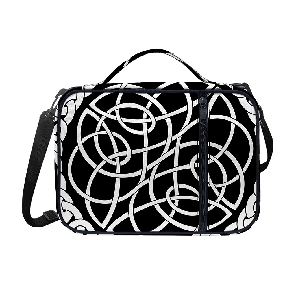 Black And White Celtic Knot Print Shoulder Strap Bible Bag