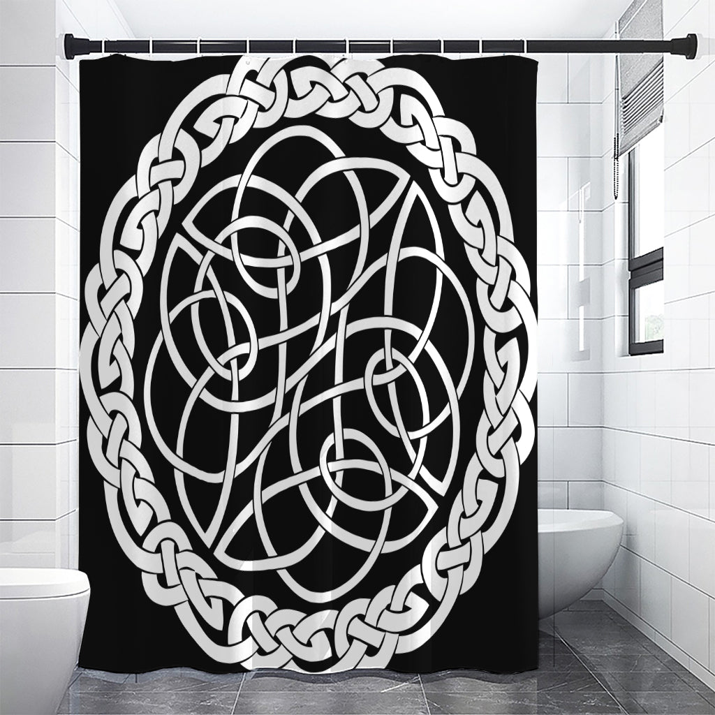 Black And White Celtic Knot Print Shower Curtain