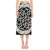 Black And White Celtic Knot Print Side Slit Midi Skirt