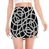 Black And White Celtic Knot Print Side Slit Mini Skirt