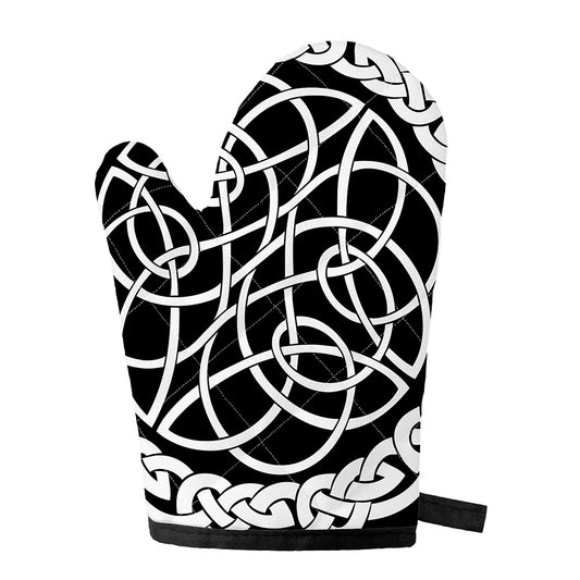 Black And White Celtic Knot Print Single Oven Mitt