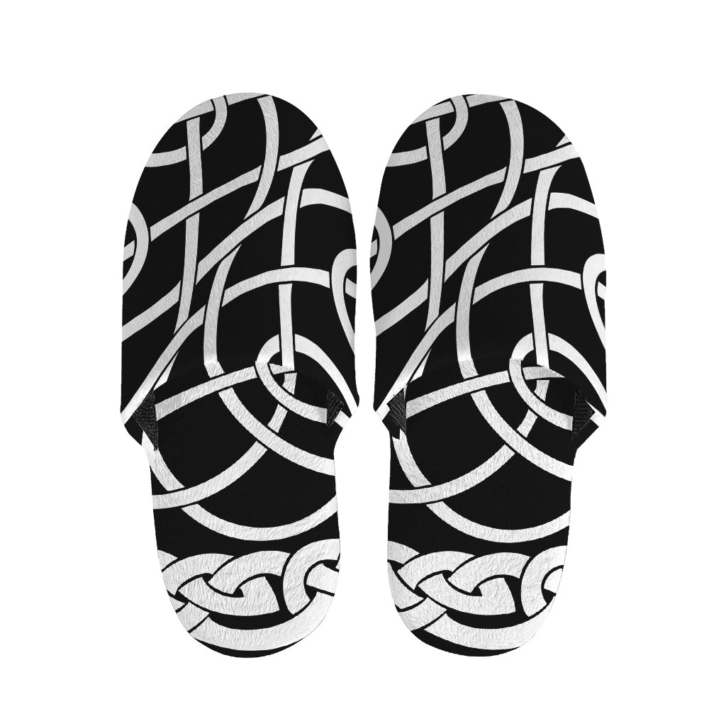 Black And White Celtic Knot Print Slippers