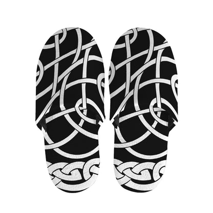 Black And White Celtic Knot Print Slippers