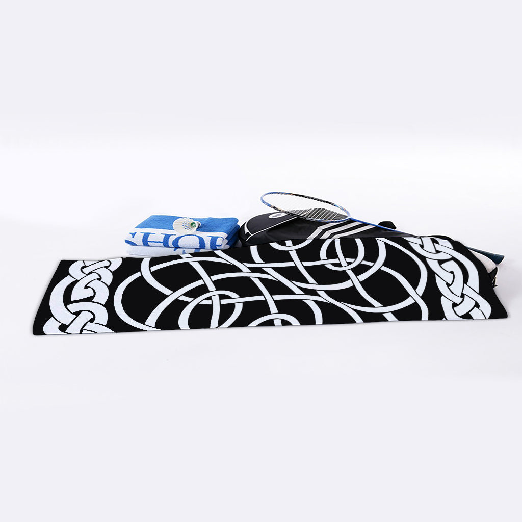 Black And White Celtic Knot Print Sports Towel