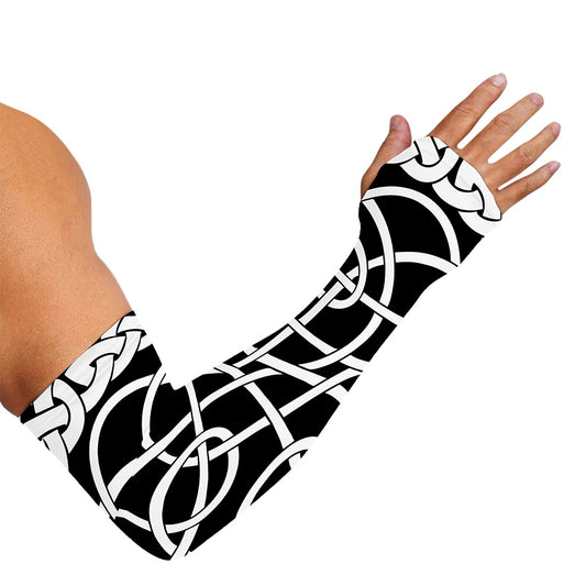 Black And White Celtic Knot Print Sun Protection Arm Sleeves