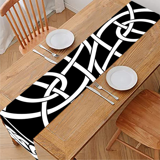 Black And White Celtic Knot Print Table Runner