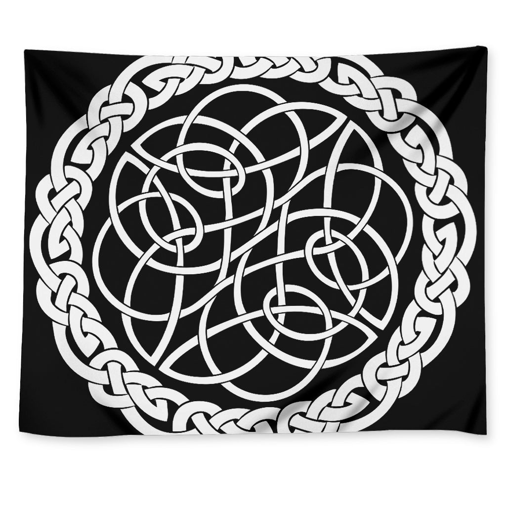 Black And White Celtic Knot Print Tapestry