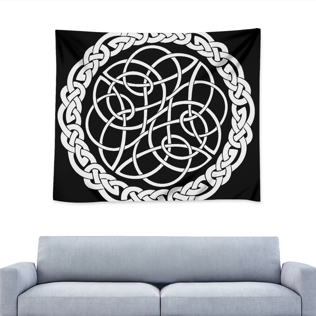 Black And White Celtic Knot Print Tapestry