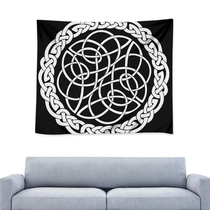 Black And White Celtic Knot Print Tapestry