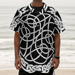 Black And White Celtic Knot Print Textured Short Sleeve Shirt