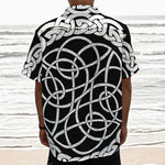 Black And White Celtic Knot Print Textured Short Sleeve Shirt