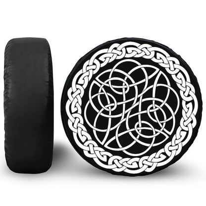 Black And White Celtic Knot Print Tire Cover