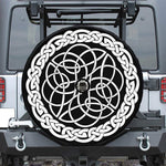 Black And White Celtic Knot Print Tire Cover With Camera Hole