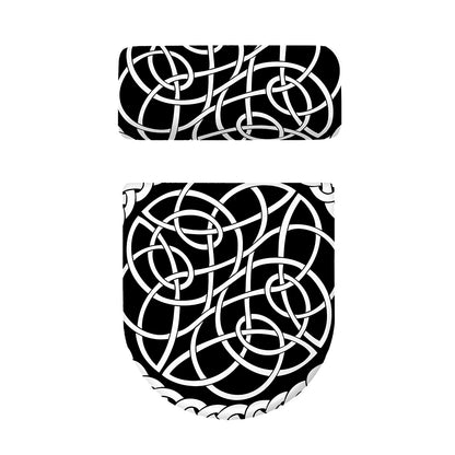 Black And White Celtic Knot Print Toilet Lid And Tank Cover Set