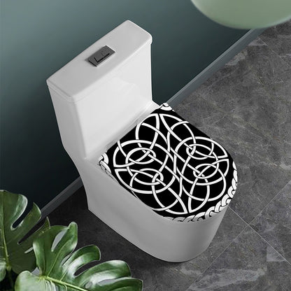 Black And White Celtic Knot Print Toilet Lid Cover