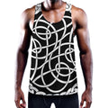 Black And White Celtic Knot Print Men's Workout Tank Top
