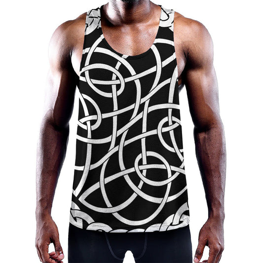Black And White Celtic Knot Print Training Tank Top
